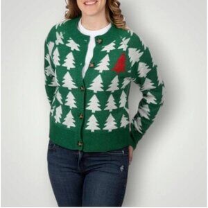 DEC. 25th Christmas Sweater Womens XXL Knit Button-Down Cardigan Holiday Bell